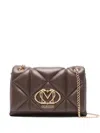 Love Moschino Quilted Shoulder Bag With Gold-tone Logo Plaque In Brown