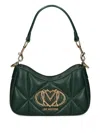 Love Moschino Quilted Logo-plaque Shoulder Bag In Green