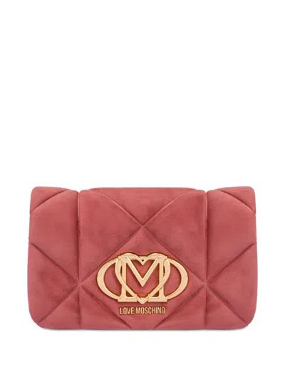 Love Moschino Quilted Logo-plaque Shoulder Bag In Pink
