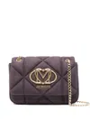 Love Moschino Violet Quilted Shoulder Bag With Gold Accents In Blue