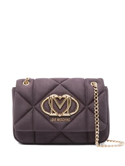 Love Moschino Quilted Logo-plaque Shoulder Bag In Purple