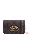 Love Moschino Quilted Logo-plaque Shoulder Bag In Purple