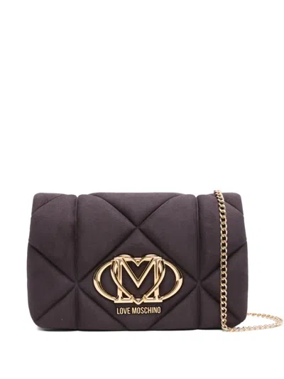 Love Moschino Quilted Logo-plaque Shoulder Bag In Purple