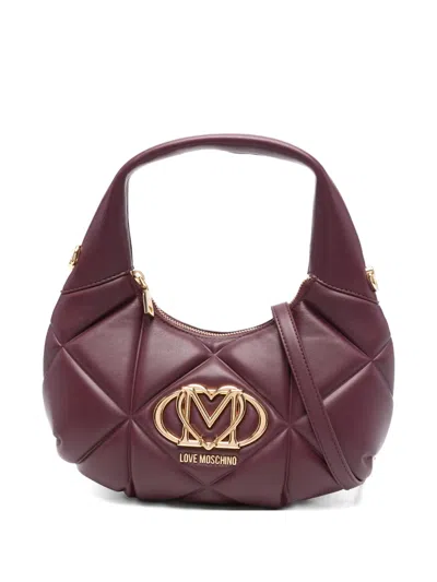 Love Moschino Quilted Logo-plaque Shoulder Bag In Red