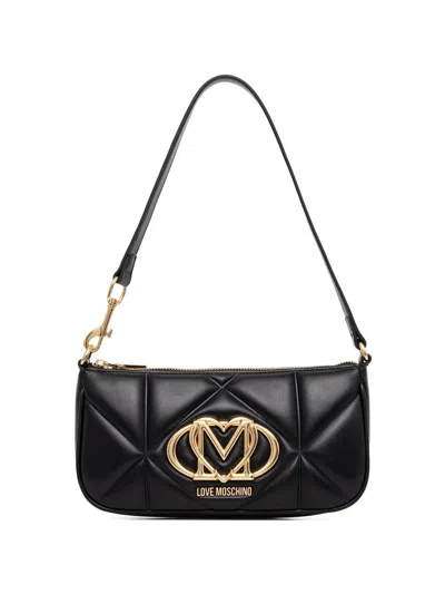 Love Moschino Quilted Logo-plaque Tote Bag In Black