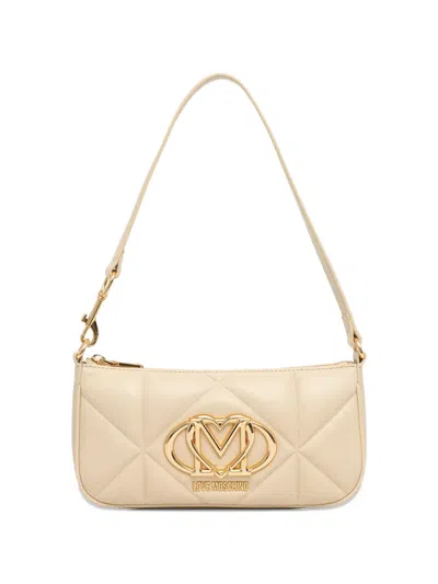 Love Moschino Quilted Logo-plaque Tote Bag In Neutral