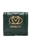 Love Moschino Quilted Logo-plaque Wallet In Green