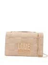 Love Moschino Quilted Logo Shoulder Bag In Neutral