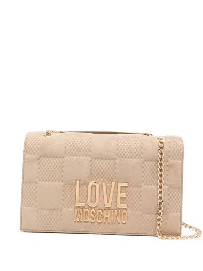 Love Moschino Quilted Logo Shoulder Bag In Neutral