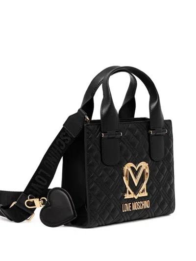Love Moschino Quilted Logo Tote Bag In Black