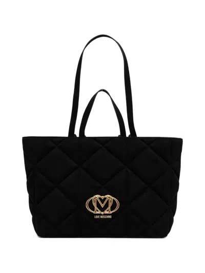 Love Moschino Quilted Logo Tote Bag In Black