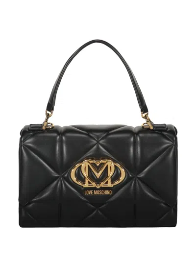 Love Moschino Quilted Logo Tote Bag In Black