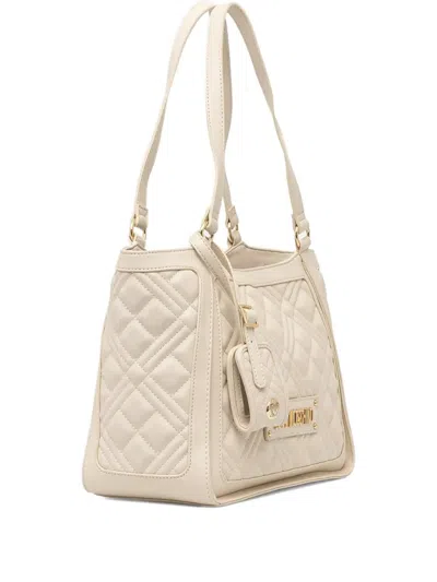 Love Moschino Quilted-logo Tote Bag In Neutral