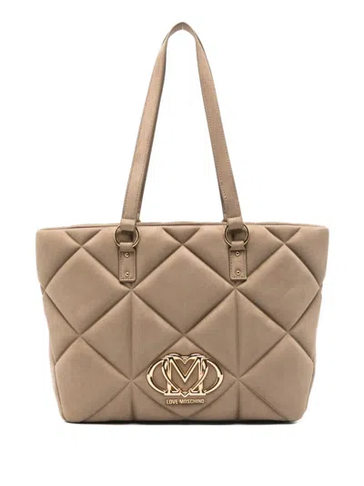 Love Moschino Quilted Logo Tote Bag In Neutral