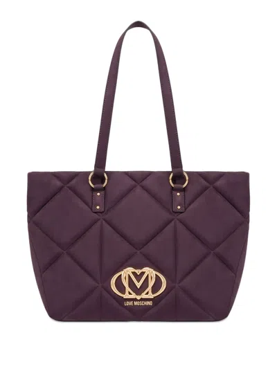Love Moschino Quilted Logo Tote Bag In Purple