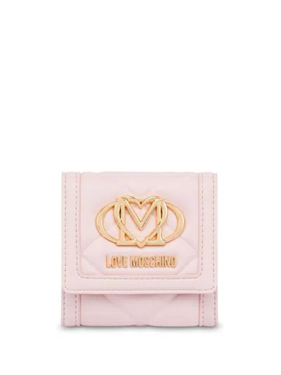 Love Moschino Quilted Logo Wallet In Pink