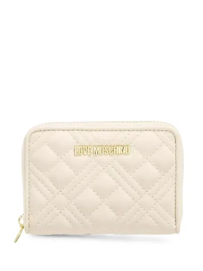 Love Moschino Quilted Logo-lettering Wallet In White