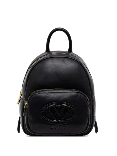Love Moschino Quilted Logo-patch Backpack In Black