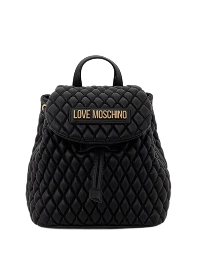 Love Moschino Quilted Logo-plaque Backpack In Black