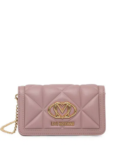 Love Moschino Quilted Logo-plaque Cross Body Bag In Pink