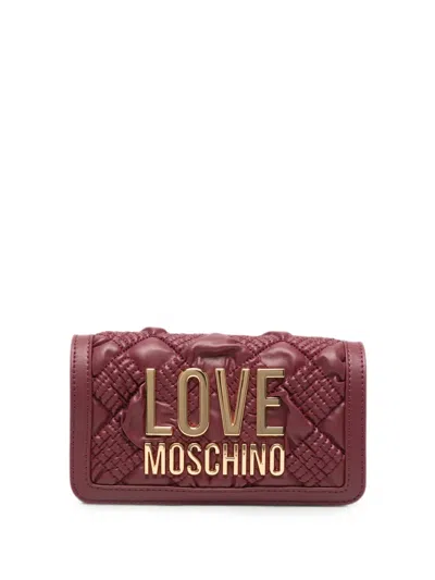 Love Moschino Quilted Logo-plaque Crossbody Bag In Red