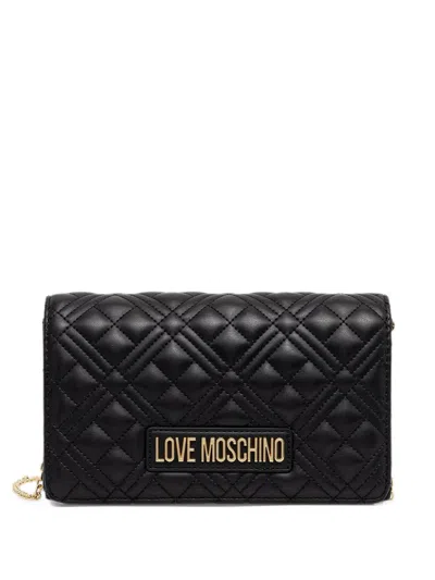 Love Moschino Quilted Logo-plaque Shoulder Bag In Pink