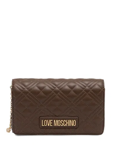 Love Moschino Quilted Logo-plaque Shoulder Bag In Purple