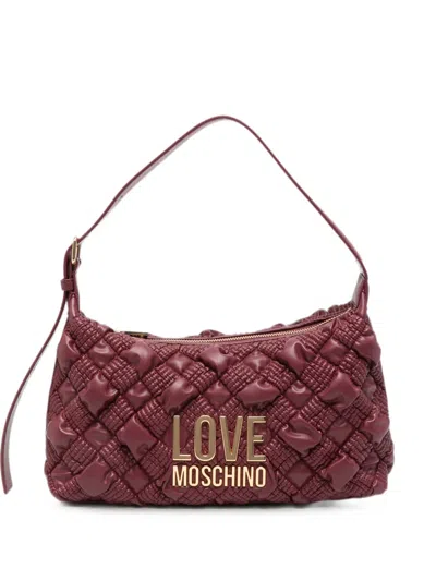 Love Moschino Quilted Logo-plaque Shoulder Bag In Red