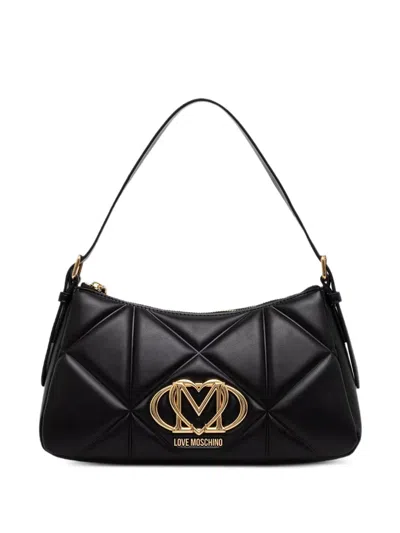 Love Moschino Quilted Logo-plaque Tote Bag In Black