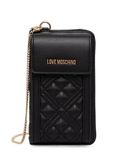 Love Moschino Quilted Logo-plaque Wallet In Black