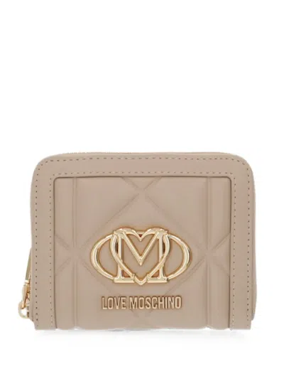 Love Moschino Quilted Logo-plaque Wallet In Brown