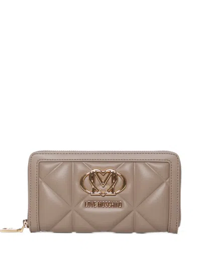 Love Moschino Quilted Logo-plaque Wallet In Brown