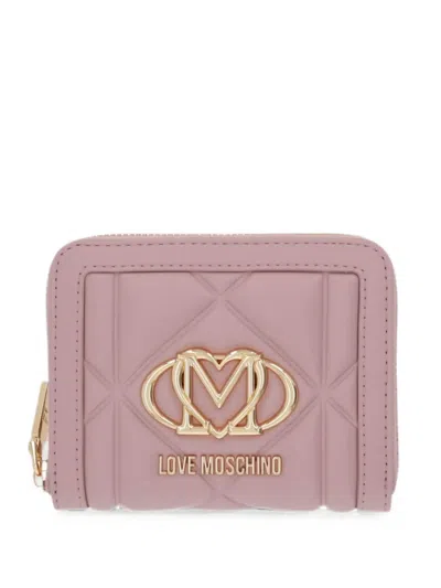 Love Moschino Quilted Logo-plaque Wallet In Pink