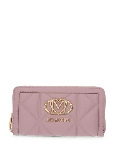Love Moschino Quilted Logo-plaque Wallet In Pink
