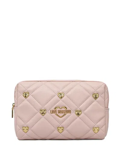 Love Moschino Quilted Make Up Bag In Pink