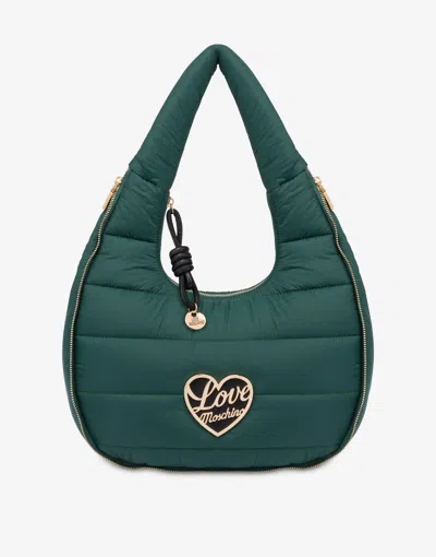 Love Moschino Borsa Hobo In Nylon Trapuntata In Green