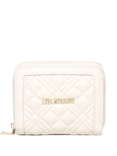 Love Moschino Quilted Padded Zip Wallet In Neutral