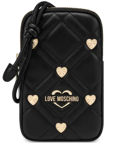 Love Moschino Quilted Phone Case In Schwarz