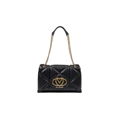Love Moschino Quilted Polyurethane Shoulder Bag In Black