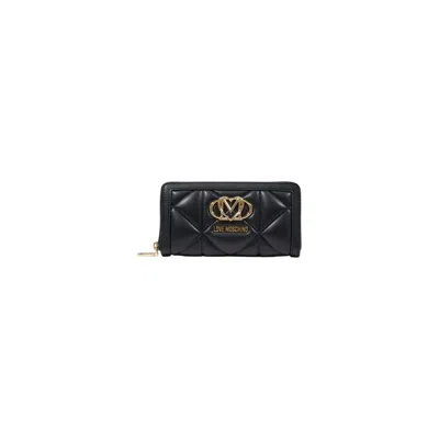 Love Moschino Quilted Polyurethane Wallet In Black