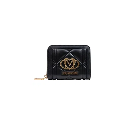 Love Moschino Quilted Polyurethane Wallet In Black