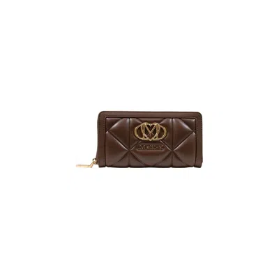 Love Moschino Quilted Polyurethane Wallet In Brown