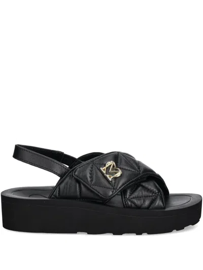 Love Moschino Quilted Sandals In Black