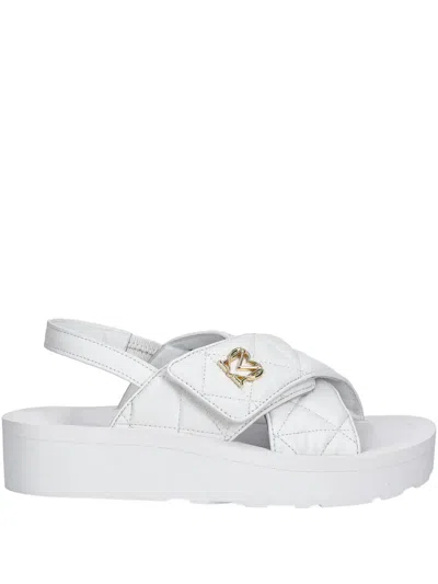 Love Moschino Quilted Sandals In White