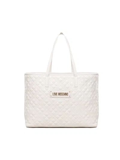 Love Moschino Quilted Shopping Bag In White