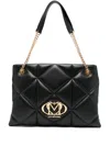 Love Moschino Quilted Black Shoulder Bag With Gold-tone Accents In Black