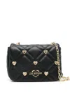 Love Moschino Quilted Shoulder Bag With Heart Embellishments In Black