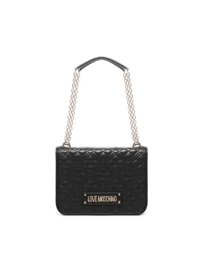 Love Moschino Quilted Shoulder Bag With Logo In Black