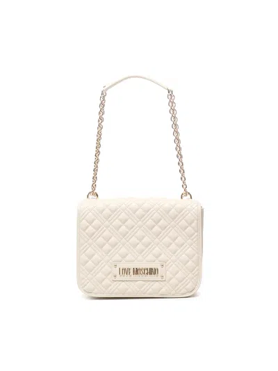 Love Moschino Quilted Shoulder Bag With Logo In White