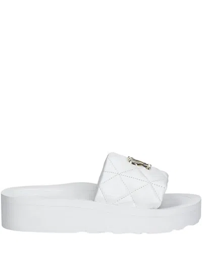 Love Moschino Quilted Slides In White